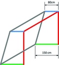 Junioren voetbaldoelnetten - 3 mm PP - 5,15 m breed, 2,05 m hoog, diepte 0,80 m boven en 1,50 m onder 