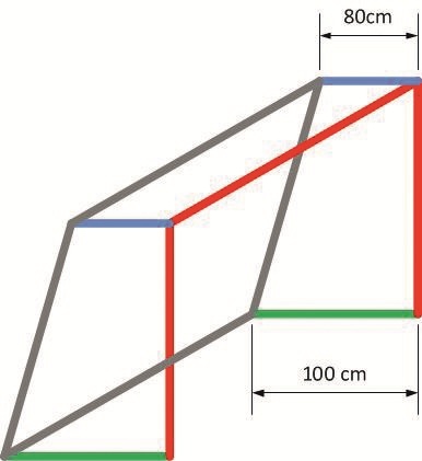 Tweekleurige Handbal / Zaalvoetbal doelnetten - 4 mm PP - 3,10 m breed, 2,10 m hoog, diepte 0,80 m boven en 1,00 m onder