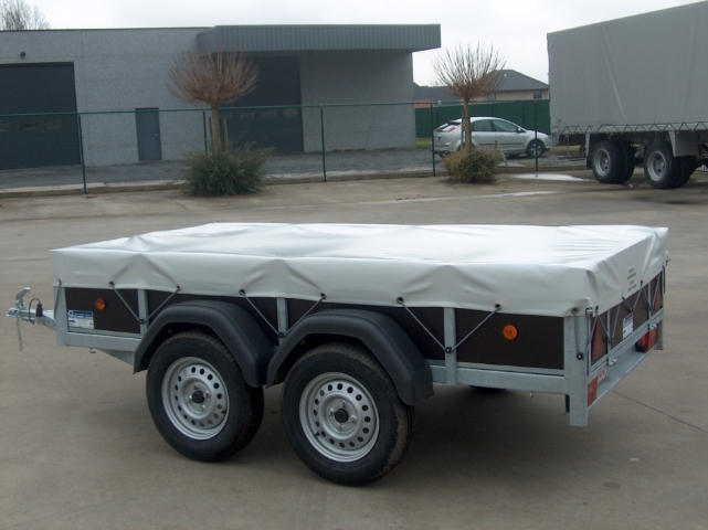 Aanhangwagen afdekzeil 620 g/m² PES/PVC - 1.40m x 2.50m - ogen om de 50 cm - grijs