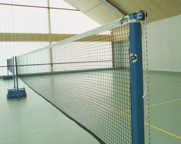 Badminton wedstrijdnet 1,2 mm PP - maas 1,8 cm - 6,02 m lang, 0,76 m hoog - zwart - 8 m kevlar touw en PES staven
