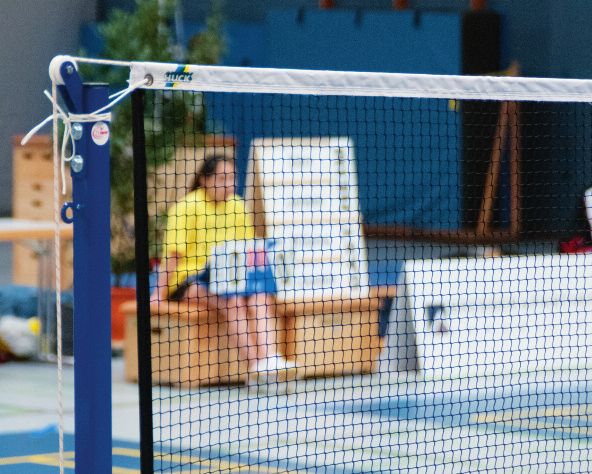 Badminton competition net 1.8 mm PP - mesh 1.8 cm - 6.02 m long, 0.76 m high - black - 6.60 m Kevlar rope