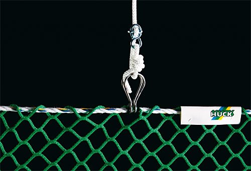 Discus and shot put net mounting set - stocking stirrups with pull ropes at the top of the net