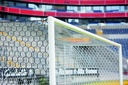 Camera friendly football goal nets - hexagonal mesh - 7.50 m wide, 2.50 m high, depth 2.00 m above and 2.00 m below - 3.5 mm PP - white-black
