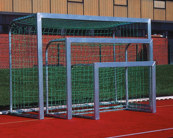 filets de mini-but de football - malle 4,5 cm - 2,40 m x 1,60 m - profondeur haut 1,00 m, bas 1,00 m - 2,3 mm PP - vert