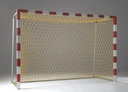 filets de but handball à damier bicolore - mailles hexagonales - 3,10 m x 2,10 m - profondeur haut 0,80 m, bas 1,00 m - 4,75 mm PP - jaune