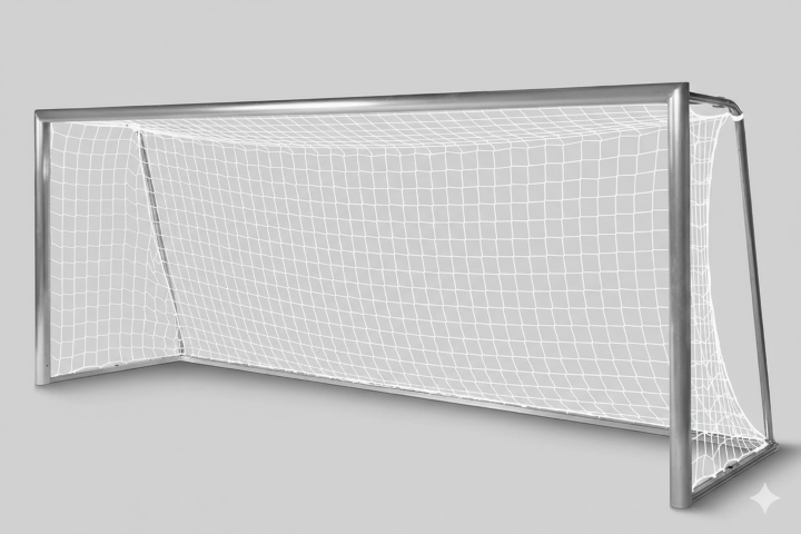 Football goal nets - 4mm PES - 7.50 m wide, 2.5 m high, depth 0.80 m above and 1.50 m below - white