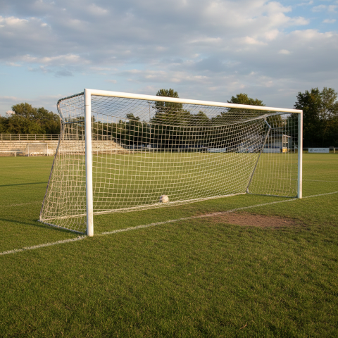 Filets de buts de football - 7,5 m x 2,5 m - profondeur: 0,8/2,0 m - 4 mm pet - blanc