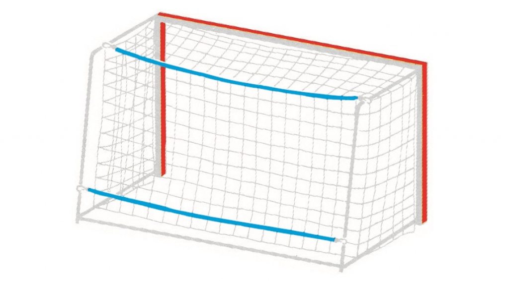 Elastiek spankoorden (2 stuks) - aan beide zeiden voorzien van een haak - 6,50 m lang - voor de bevestiging van handbaldoelnetten aan het doel