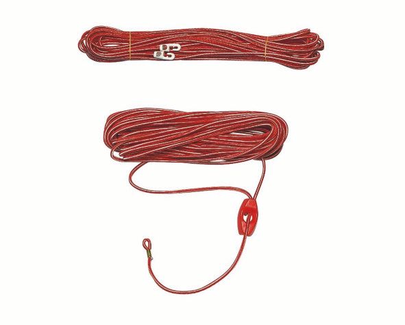 cordes de gymnastique - élastique gainée - 6 mm rouge et blanc - avec boucles aux deux extrémités - longueur 12 m