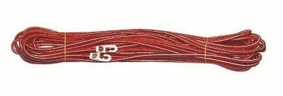 Gymnastics cord - red-white 6 mm elastic cord with plastic hooks on both sides - 10 m length