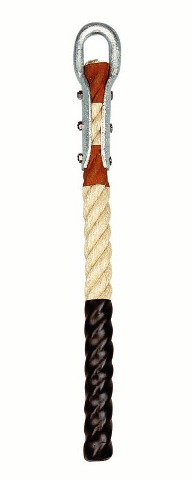 Climbing ropes - top with rope clamp, bottom with plastic heat shrink tubing - 4.50 m length - 33 mm hemp