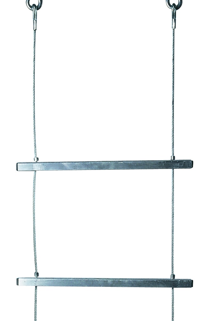 Echelle à câble en acier - 5 mm - échelons alu, largeur 45 cm - 3 échelons par mètre - mètres supplémentaires