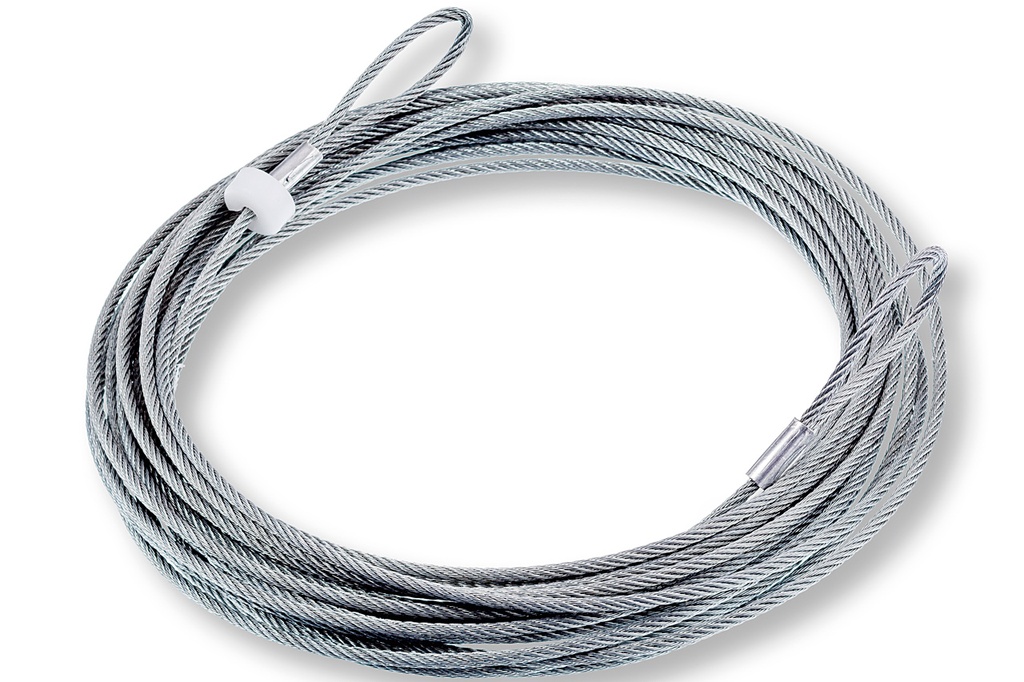 Steel cable with eyes - 4mm galvanized - 11.7m long - with two loops