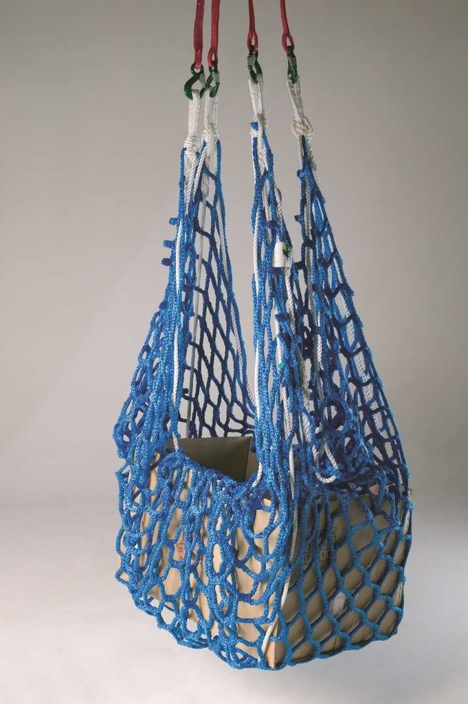 Hebenetz - 15 mm PP - Maschenweite 13 cm - 3,3 m x 3,3 m - mit 12 mm Randseil - blau - 4 Schlaufen an den Ecken - 2 Querseile mit dem Randseil verbunden - Tragkraft 3000 kg