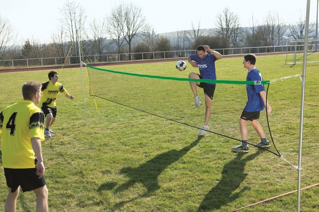Badmintonset freetime - palenset, speelveldmarkering en freetime badmintonnet met  zoomband