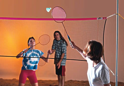 Beach badminton net - 6 m x 0.76 m - nylon tension rope