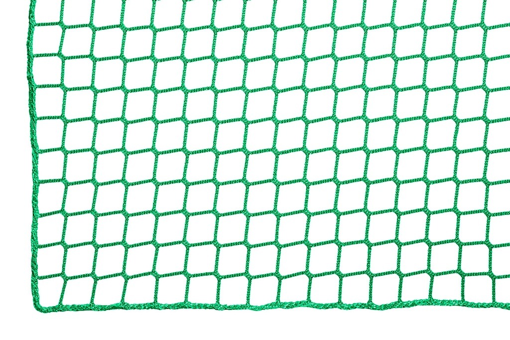 Filet sans noeuds - maille 4,5 cm - 5 mm PP - bordé et avec une corde de 9 mm dans les mailles extérieures du filet. Inclus 4 mousquetons de sécurité (104mm x 10mm - 25 kN)
