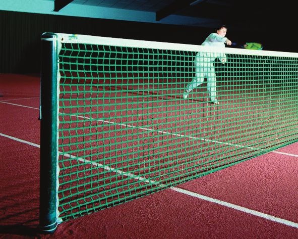 Tennisnet enkele topmazen - 3.5mm PES - 12,72m x 1,07 m - met staalkabel van 13,20m 