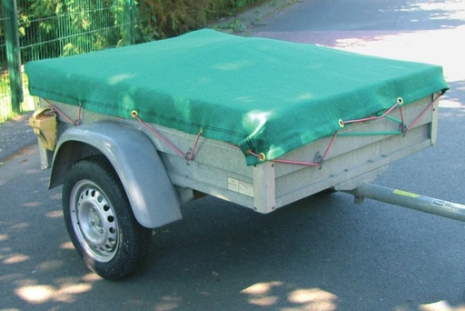 [7184-01] Aanhangwagen afdekgaas - 180 g/m² PE - 2,00 m x 3,50 m - zeilogen om de 50 cm - groen - inclusief 6 mm elastiek