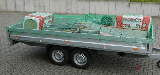 [2367B-045-01] Trailer cover net - 3 mm PP - mesh 45 mm - 1.60 mx 3.00 m - green - including 6 mm elastic