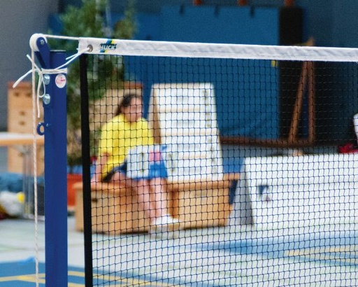 [6021-06] Badminton wedstrijdnet 1,8 mm PP - maas 1,8 cm - 6,02 m lang, 0,76 m hoog - zwart - 8 m kevlar touw en PES staven