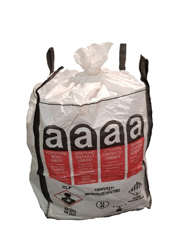 [BIGBAGASB9090110] Big bag voor asbest - PP - 90 x 90 x 110 cm - SWL 1 T - met 4 heflussen - boven open - onder gesloten - met liner