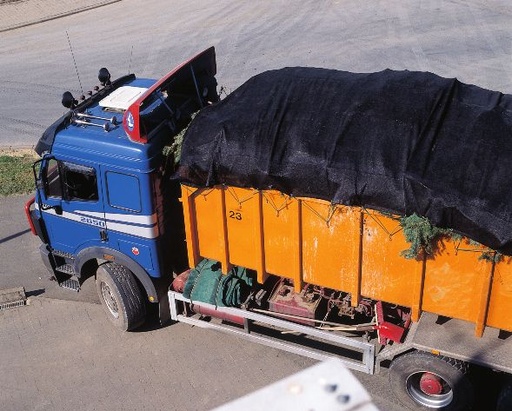 [7606K-06] Container afdekgaas - 240g/m² PE - 3,5 x 6 m - zwart - omzoomd met zeilogen om de 50 cm