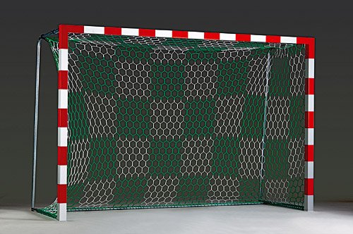 filets de but handball à damier bicolore - mailles hexagonales - 3,10 m x 2,10 m - profondeur haut 0,80 m, bas 1,00 m - 3,5 mm PP