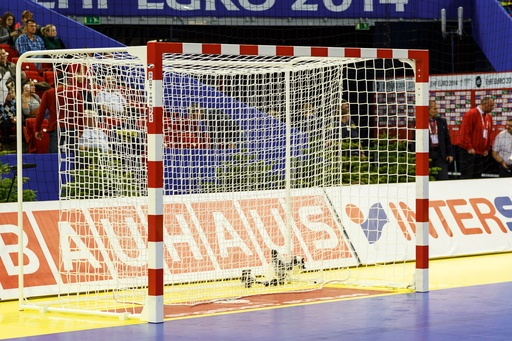 [113-02] Handball-Tornetze - 4 mm PES - 3,10 m breit, 2,10 m hoch, Tiefe 0,80 m oben und 1,00 m unten - weiß