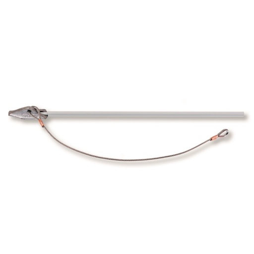 [2109] ancrage de sol composé d'une ancre et d'un câble acier 3 mm - longueur 40 cm - avec boucle cossée