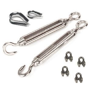 [2103-RVS] Spannschloss-Set mit Spitzhülse und Stahldrahtklemmen für ein 4 mm Edelstahlseil