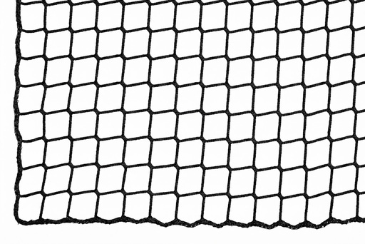 [218F-060-06] Net - 5 mm PP knooploos - maas 6 cm - zwart - omzoomd - brandvertragend