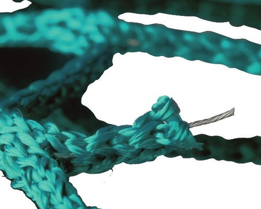 [9830-060-015] Mahulan steel net - 4,75 mm PP knooploos met stalen kern 1,25 mm - maas 6 cm - 3 m breed - donkergroen