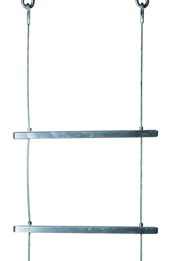 [50] Staaldraadladder - 5 mm galva met aluminium sporten, 45 cm breed - 3 sporten/meter - bovenstuk 1 m lang met twee geklemde kousogen en twee oogbouten