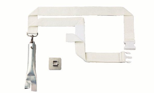 [9052] Tennis adjuster strap from PES with adjustable plastic click buckle and stainless steel carabiner
