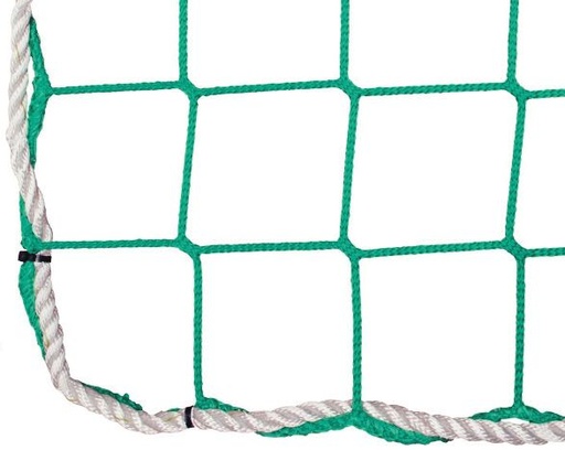 Safety net in accordance with EN1263-1 - type S - class A2 - 5 mm PP - with 12 mm edge rope - energy absorption ± 4.8 kJ - minimum breaking strength 3.2 kN - mesh 10 cm - 10 mx 10 m