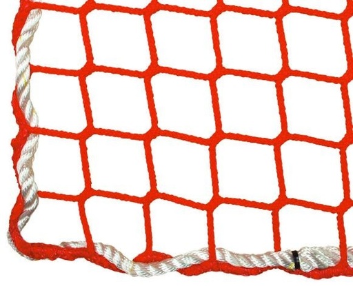 Filet de sécurité conforme EN1263-1- type S - klasse A1 - 5 mm PP - avec ralingue 12 mm - absorption d'énergie ± 6,1 kJ - résistance minimale à la rupture 3,2 kN - maille 6 cm - sur mesure