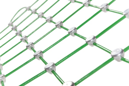 [4074-2] Anti-vandalism volleyball nets coated dralo net 1.8mm/2.5mm - mesh 10 cm - 9.50 m wide, 1.00 m high - green
