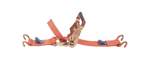 [5521-050-LM] Lashing strap in 2 pieces - 50 mm - with heavy-duty ratchet - double hooks - 5000 kg