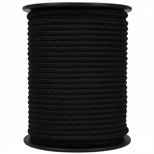 [21309L-06] Round braided polyamide rope - Ø 10mm breaking strength 1800 kg - black